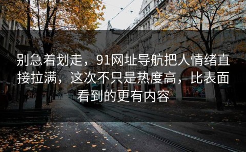 别急着划走，91网址导航把人情绪直接拉满，这次不只是热度高，比表面看到的更有内容