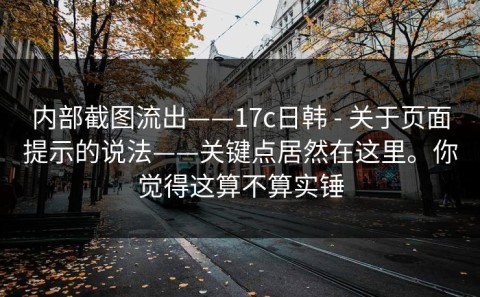 内部截图流出——17c日韩 - 关于页面提示的说法——关键点居然在这里。你觉得这算不算实锤
