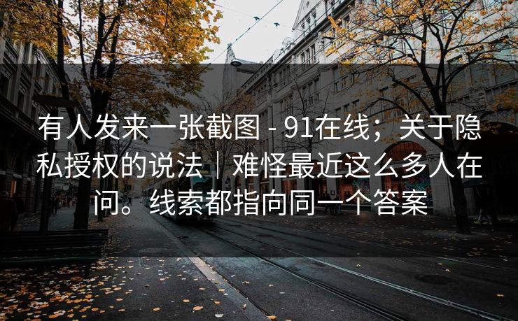 有人发来一张截图 - 91在线；关于隐私授权的说法｜难怪最近这么多人在问。线索都指向同一个答案