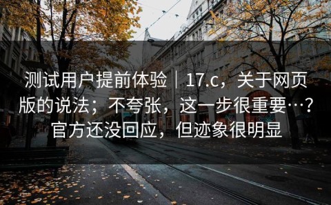 测试用户提前体验｜17.c，关于网页版的说法；不夸张，这一步很重要…？官方还没回应，但迹象很明显